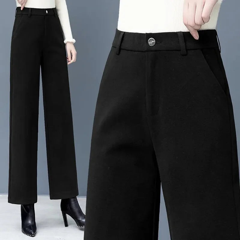 Women Woolen Loose Wide Leg Pants