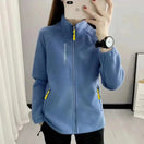 Switch Plus size blue fleece coat for women, warm and stylish; perfect for winter and spring outdoor activities like hiking and yoga. 1 image