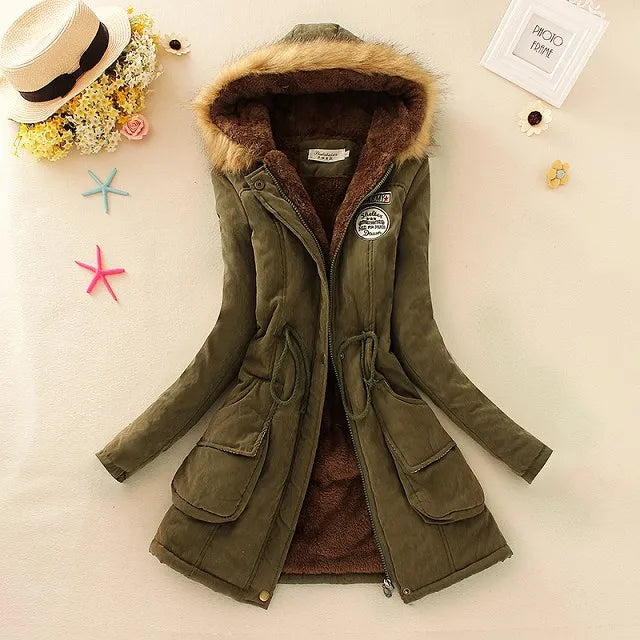 Autumn Winter Women’s Hooded Slim Coat