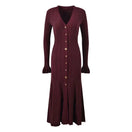 Switch New Autumn Winter Women&#39;s V Neck Knitted Long Sleeve Dress 1 image