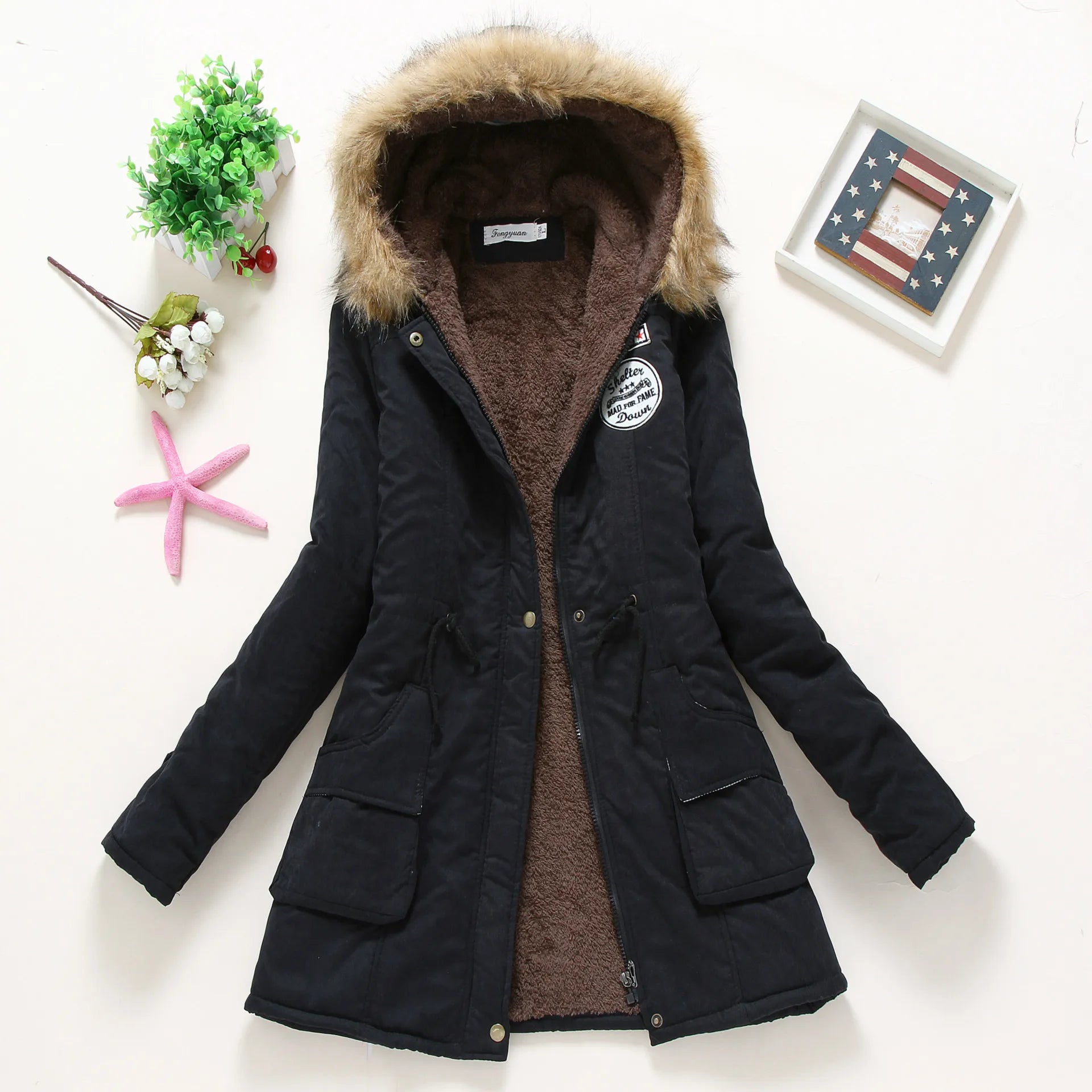 Spring Autumn Winter Jacket Thick Warm Hooded Parka