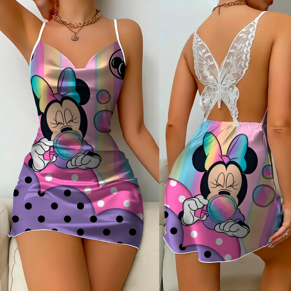 Elegant Minnie Mouse Satin Mini Dress