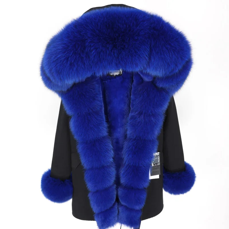 Luxury Hooded Real Fox Fur Jacket