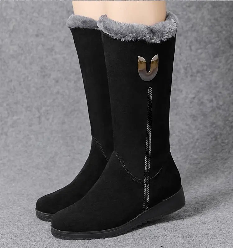 Women's Warm Chelsea High Fur Mid-Calf Boots | Alfadarling