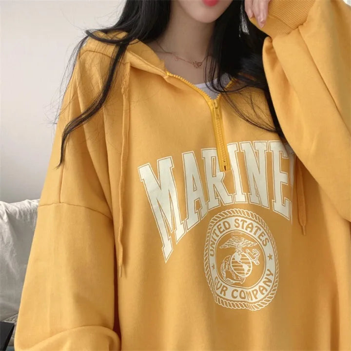 Women's Oversized Zipper Hoodie - Casual Autumn Winter