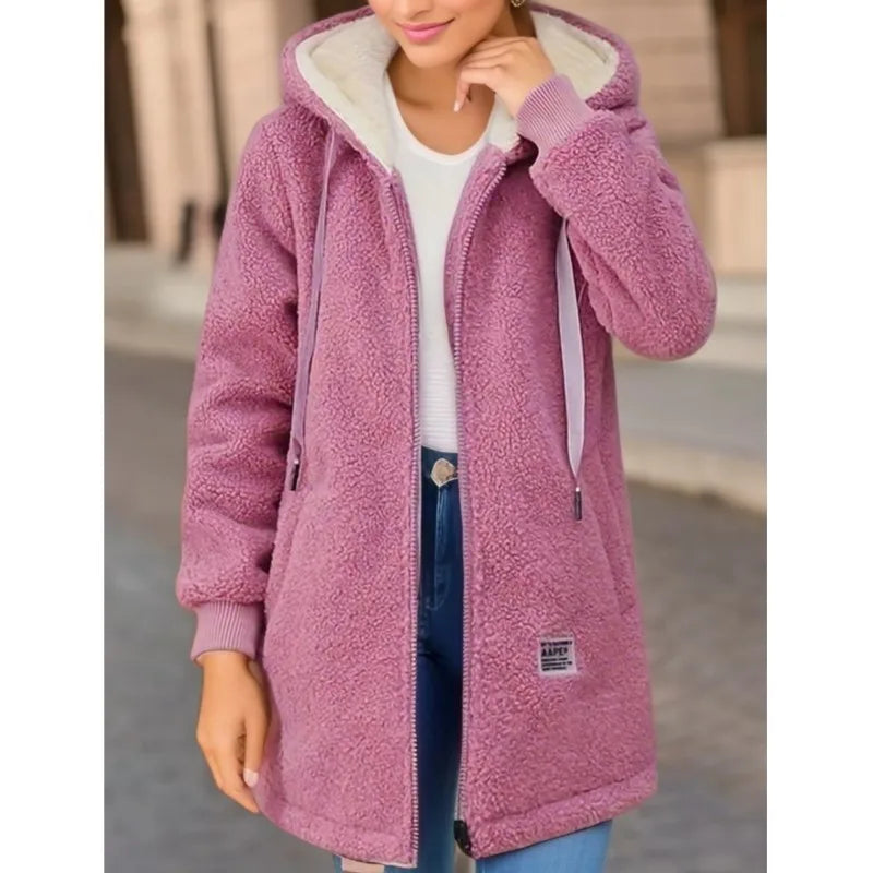 Thickened Fleece-lined Hooded Sweatshirt for Women