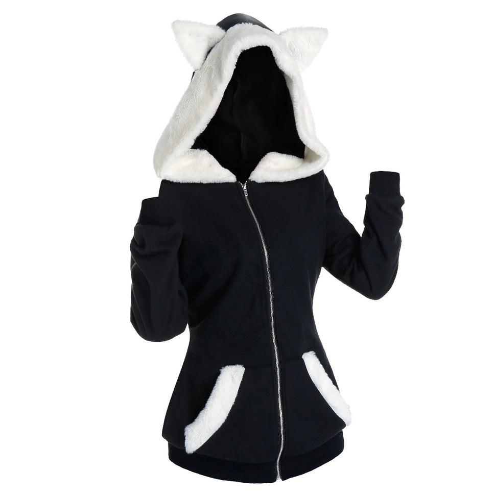 Women’s Cat Ears Hooded Plush Sweatshirt