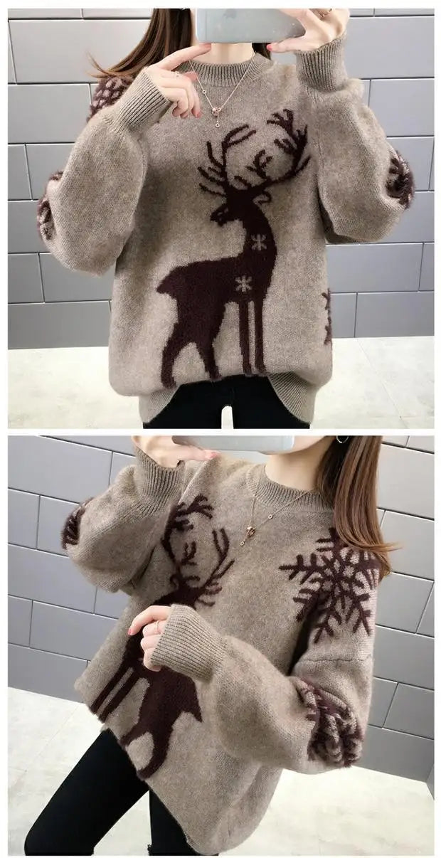 Autumn Winter Plus Size Long Sleeve Knitting Pullovers for Women