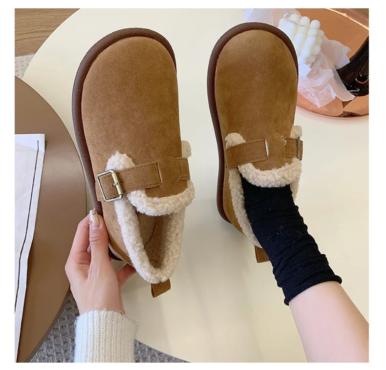 Autumn Winter Women’s Plush Flat Moccasins