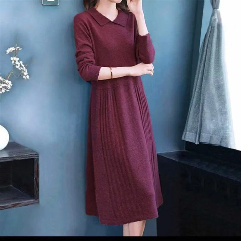 Autumn Winter Women's Loose Knitted Dress