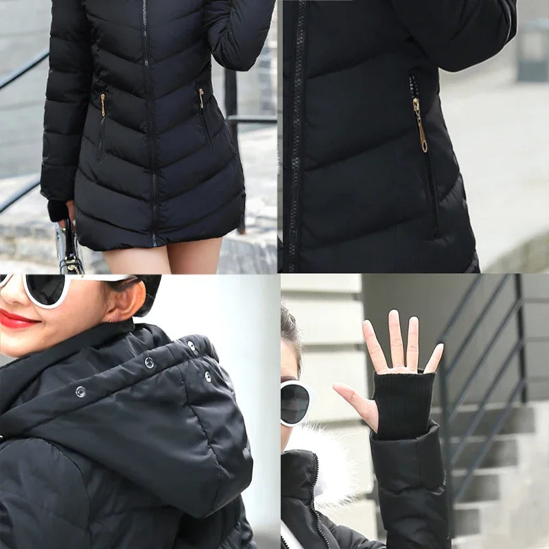 Slim Women Winter Jacket - Warm Cotton Padded Coat