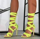 Switch Fluorescent Green Stiletto Sandals with Elastic Strap 3 image