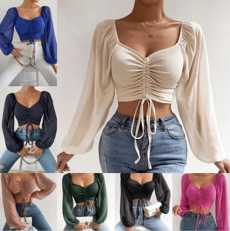 Chic Summer V-Neck Crop Tee