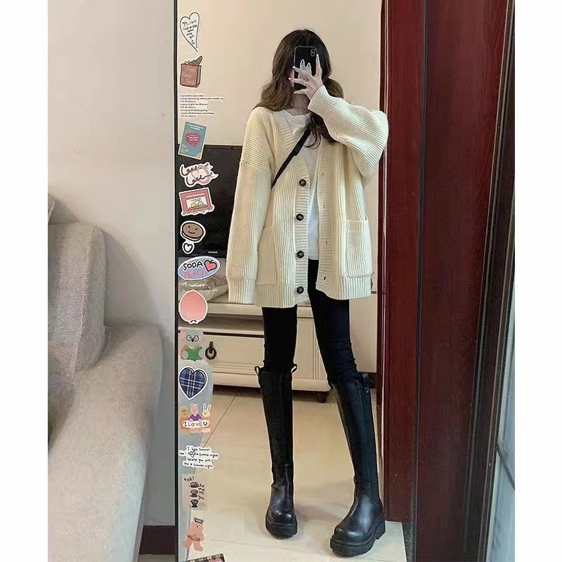 Autumn Winter Women’s V-Neck Loose Cardigan