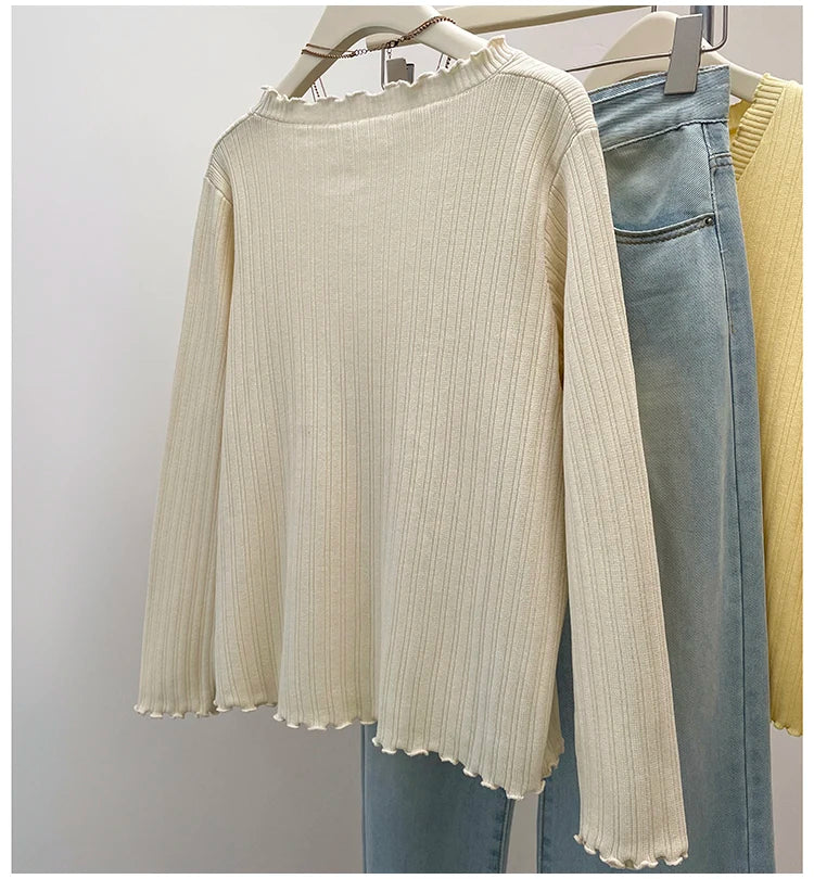 Plus Size Women's Sweater - Autumn Pleated Knitted Cardigan