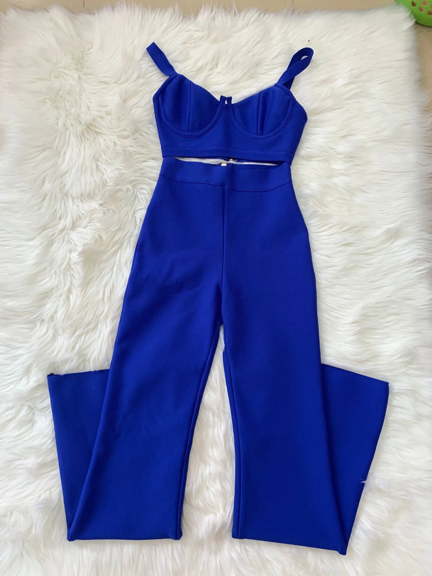 Stylish Blue Bodycon Two-Piece Set