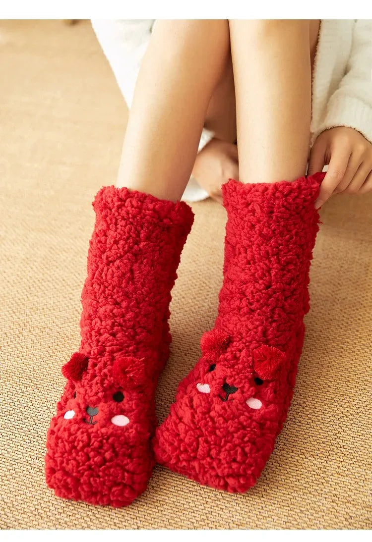 Women's Plush Non-Slip Coral Fleece Floor Socks | Alfadarling