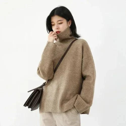 Women's Sweater - Loose Turtleneck Pullover Knitwear