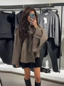 Switch Women&#39;s Asymmetric Scarf Collar Woolen Cape Jacket 1 image