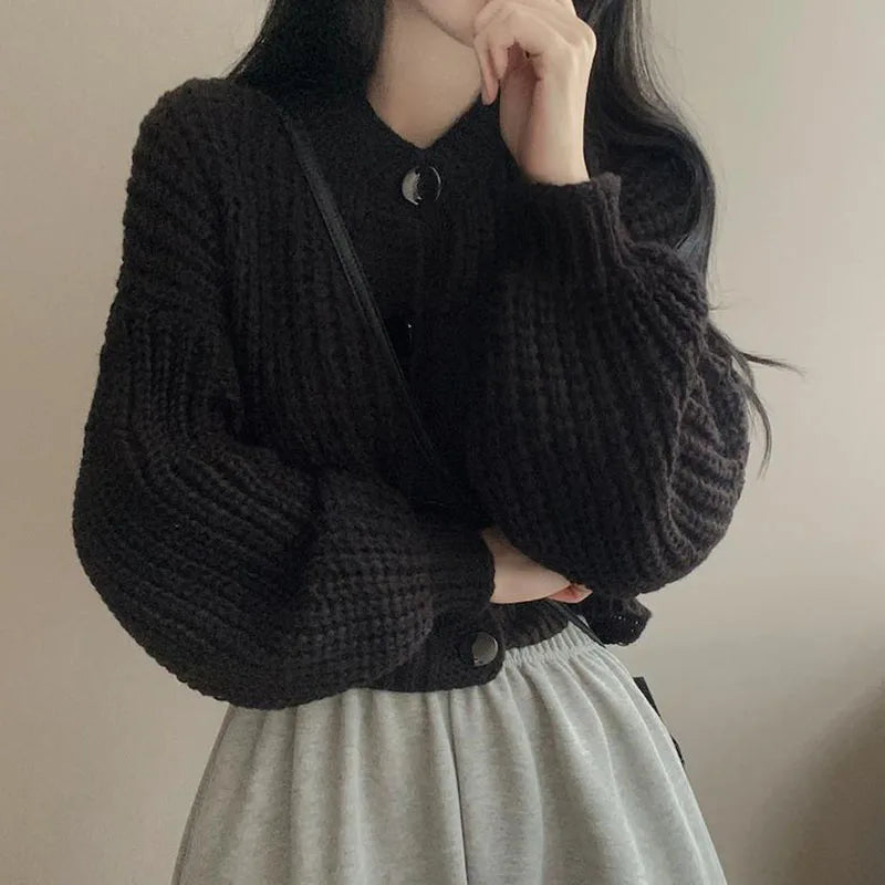 Fall Winter Women’s Thick Knitted Cardigan