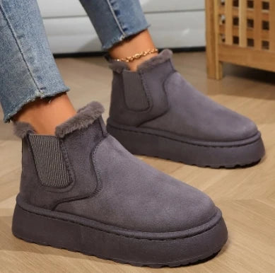 Cozy Suede Fur Chelsea Ankle Boots