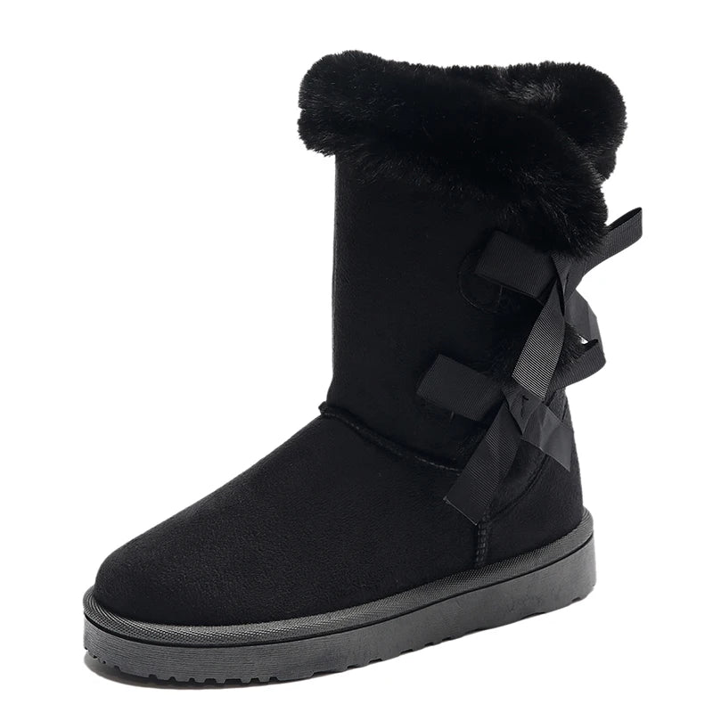 Women Flock Fluffy Suede Snow Boots