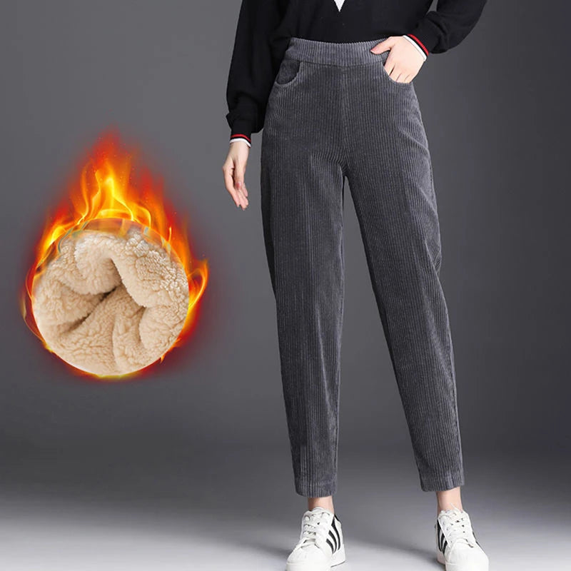 Plush Thick Casual Corduroy Pants for Women