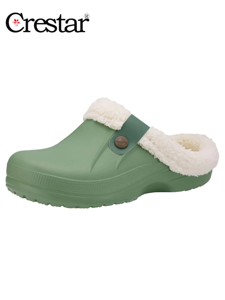 Crestar Women Fur-Lined Waterproof Winter Slippers