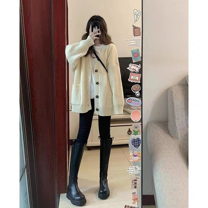 Autumn Winter Women’s V-Neck Loose Cardigan