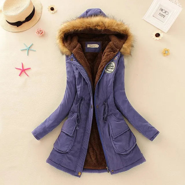 Autumn Winter Women’s Hooded Slim Coat