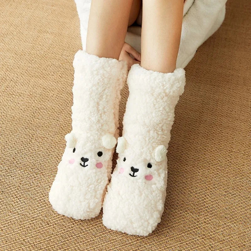 Women's Plush Non-Slip Coral Fleece Floor Socks | Alfadarling