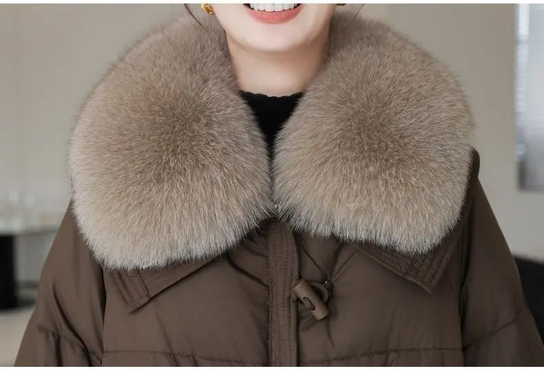 Women's Cotton Coat with Fur Collar