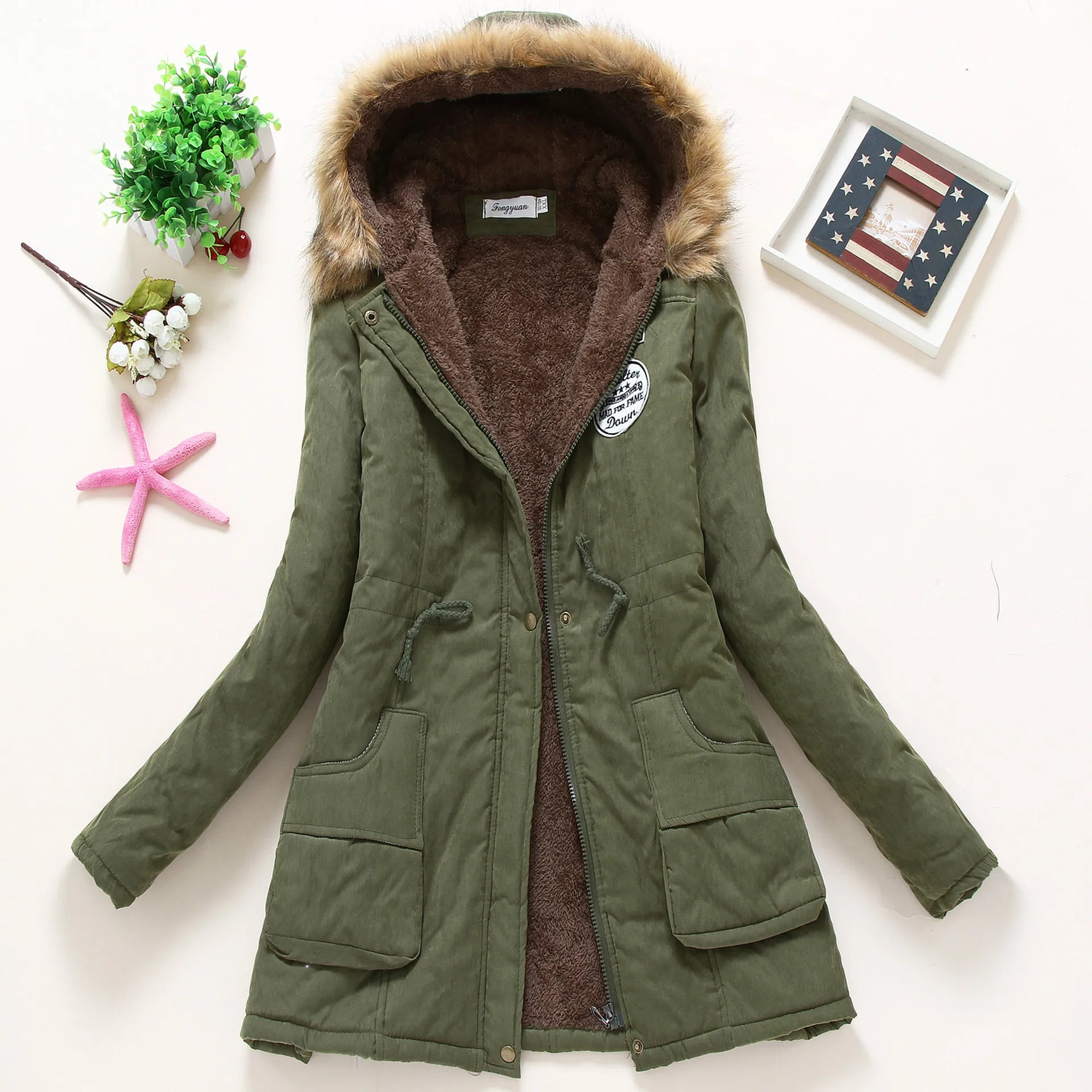 Spring Autumn Winter Jacket Thick Warm Hooded Parka