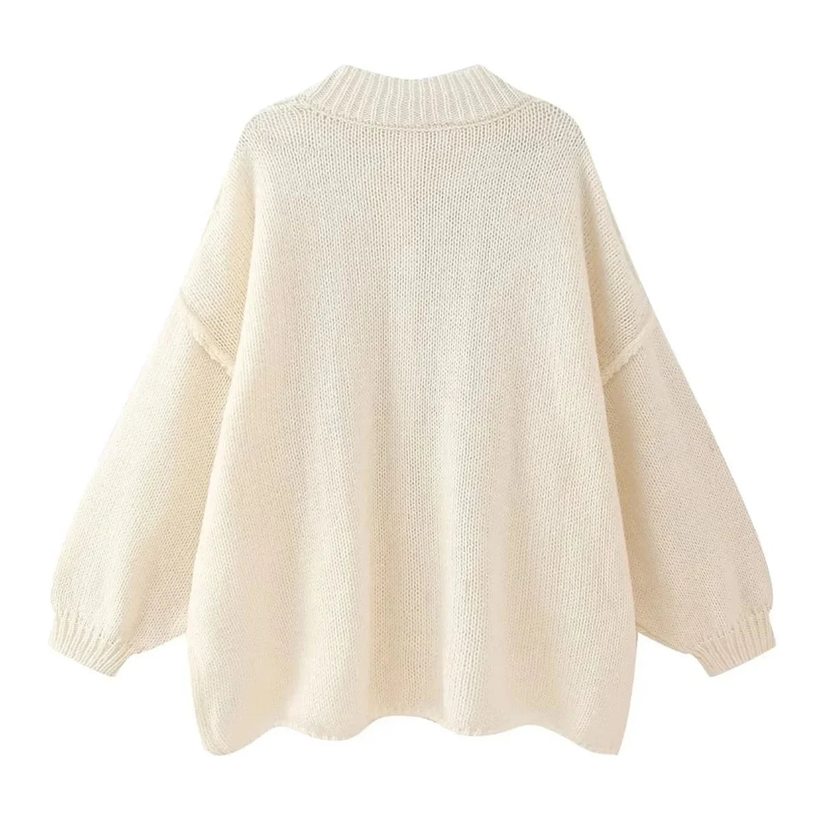 French Fashion Loose O-Neck Sweater Cardigan