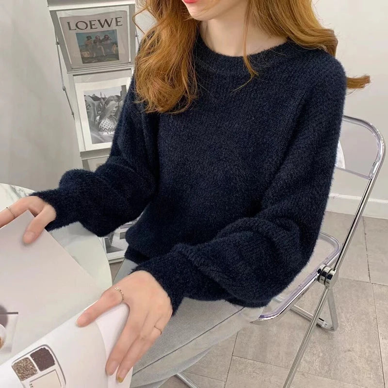 Hirsionsan Soft Loose Knitted Cashmere Sweaters for Women