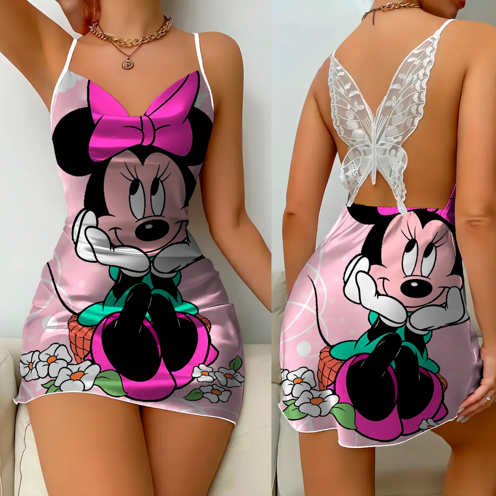 Elegant Minnie Mouse Satin Mini Dress