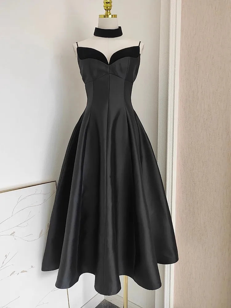 Elegant Backless A-Line Midi Dress