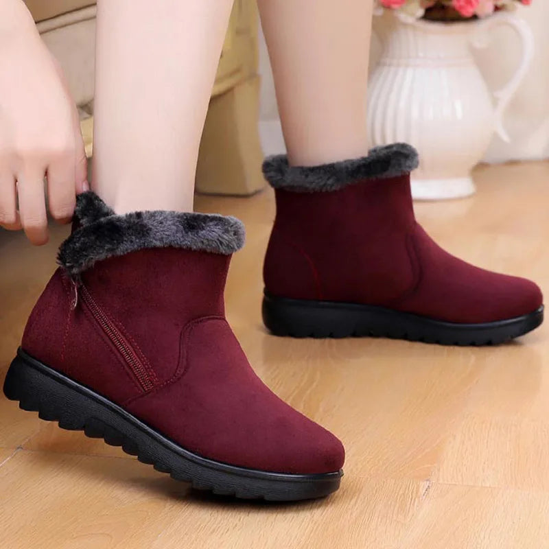 Women's Warm Plush Snow Boots with Zipper | Alfadarling