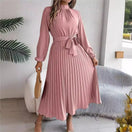 Switch Elegant Stand-Up Collar Pleated Long Dress 2 image