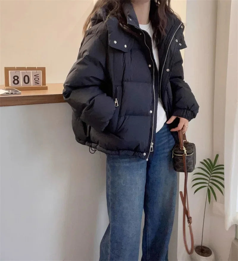 Women's Korean Style Hooded Parka Jacket