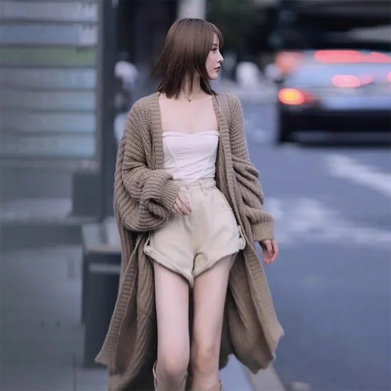 Elegant Long Knitted Cardigan for Women