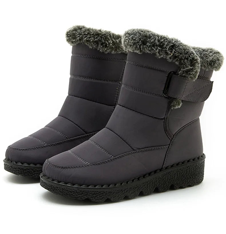 Trendy Waterproof Ankle Boots with Fur for Women