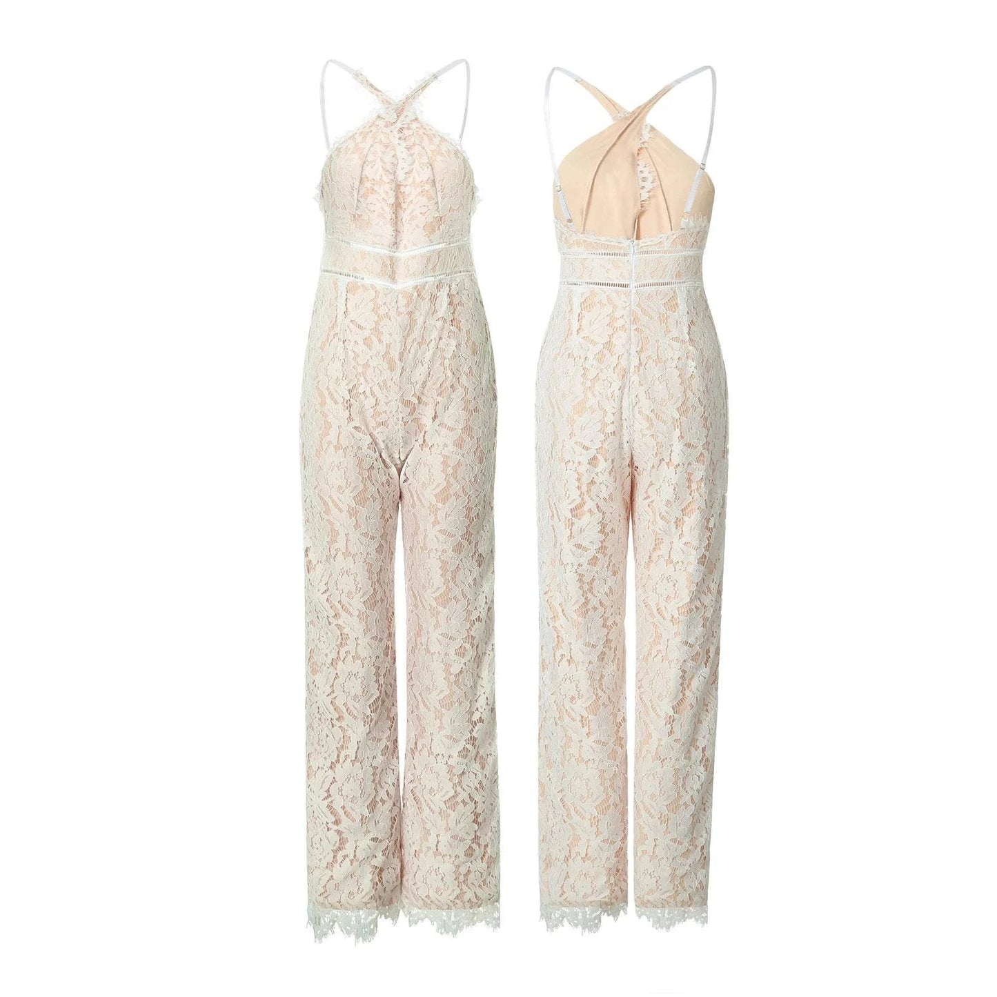 Elegant Lace V-Neck Jumpsuit