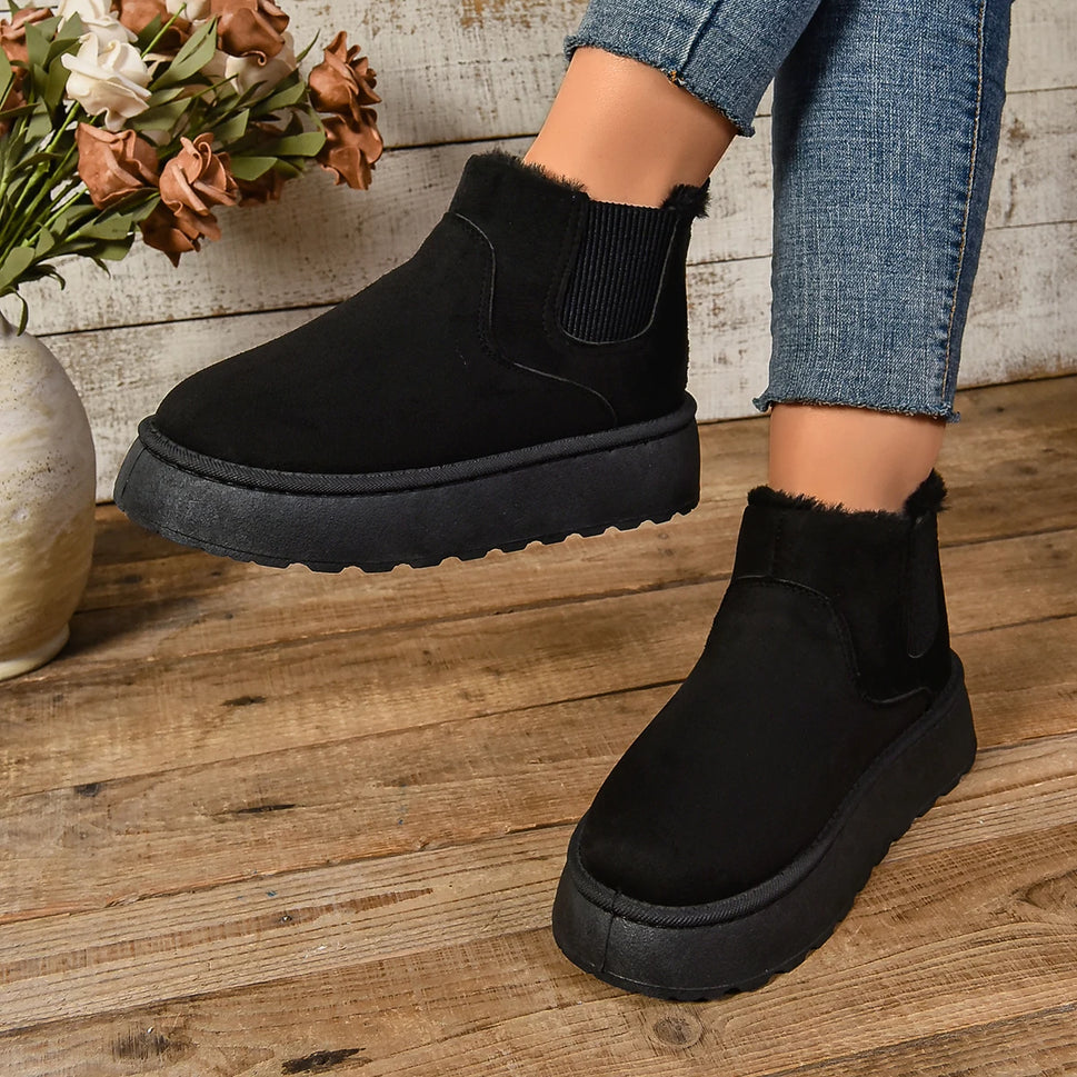 Cozy Suede Fur Chelsea Ankle Boots