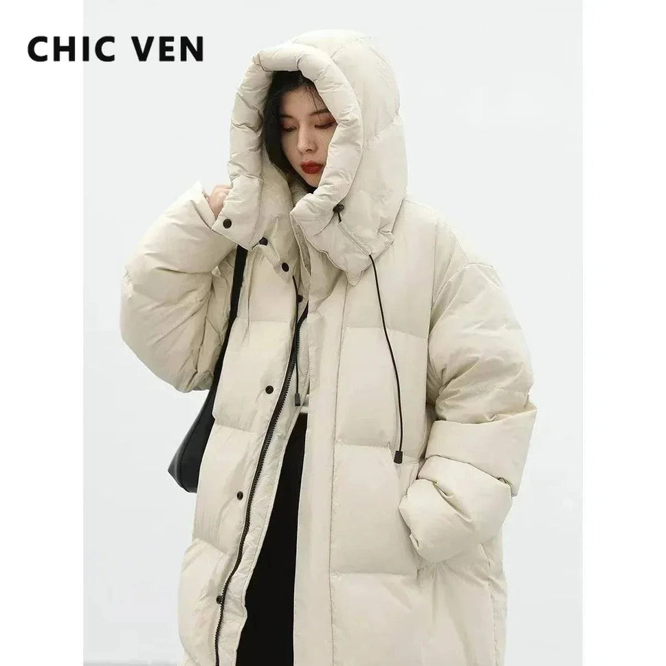 Women's Down Coat – Korean Loose Hooded Long Winter Jacket