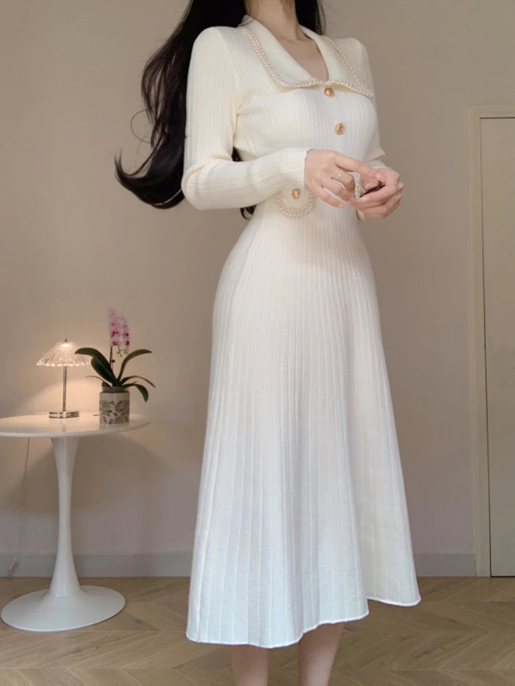 Elegant A-Line Knitted Dress for Women | Alfadarling