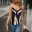 Switch Office Lady Tank Top with trendy V-neck, loose fit, and eye-catching striped print. 3 image