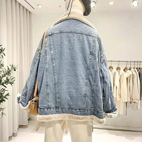 Retro Fur Collar Denim Jacket