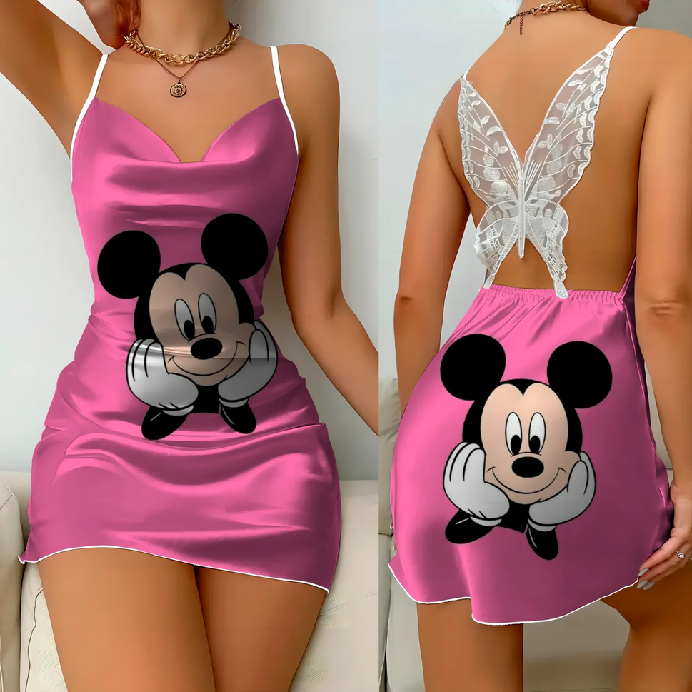 Elegant Minnie Mouse Satin Mini Dress