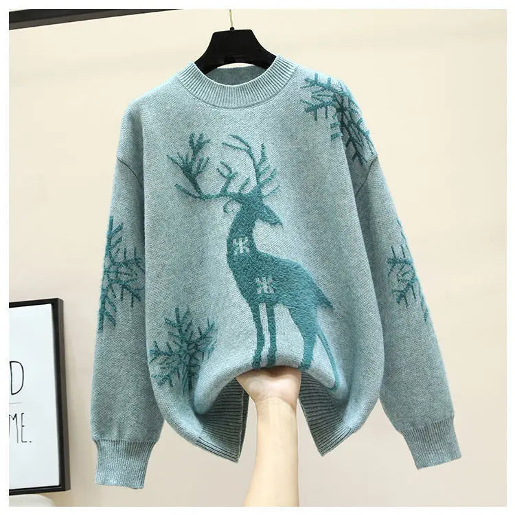 Autumn Winter Plus Size Long Sleeve Knitting Pullovers for Women